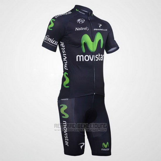 2013 Fahrradbekleidung Movistar Shwarz Trikot Kurzarm und Tragerhose